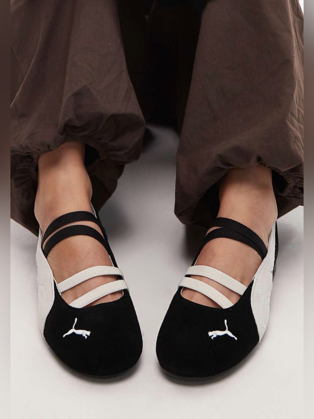 NWT Puma Speedcat Ballet Black & White Ballet Strap Flats/Sneakers